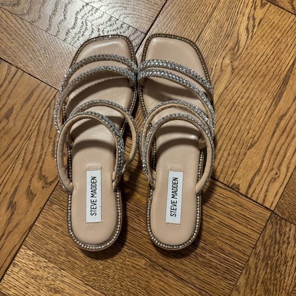 Steve Madden Starie Rhinestone Flat Sandals - Picture 1 of 3
